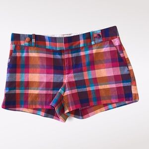 Banana Republic Women’s Ryan Fit Pink Blue Plaid Cuffed Shorts Size 10